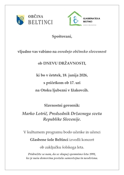POVABILO OBČINA BELTINCI - SLOVESNOST DAN DRŽAVNOSTI in GŠ BELTINCI junij 2026
